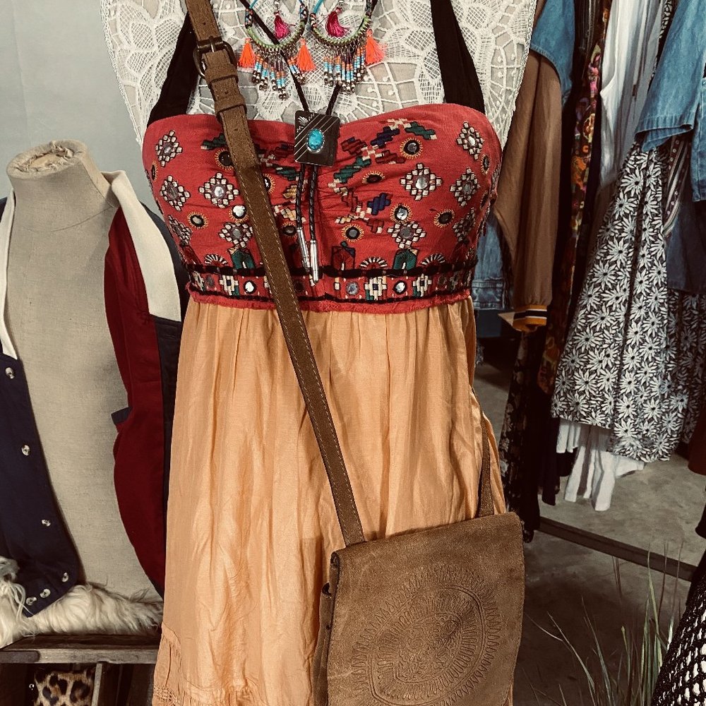 Red and orange dress